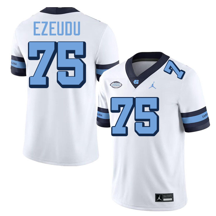 Joshua Ezeudu UNC Jerseys,North Carolina Tar Heels #75 Joshua Ezeudu Football Jerseys-Throwback White